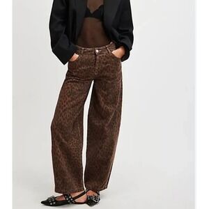 Damson Madder Dion Jeans Dark Leopard Overdye Brown UK 14 US 10